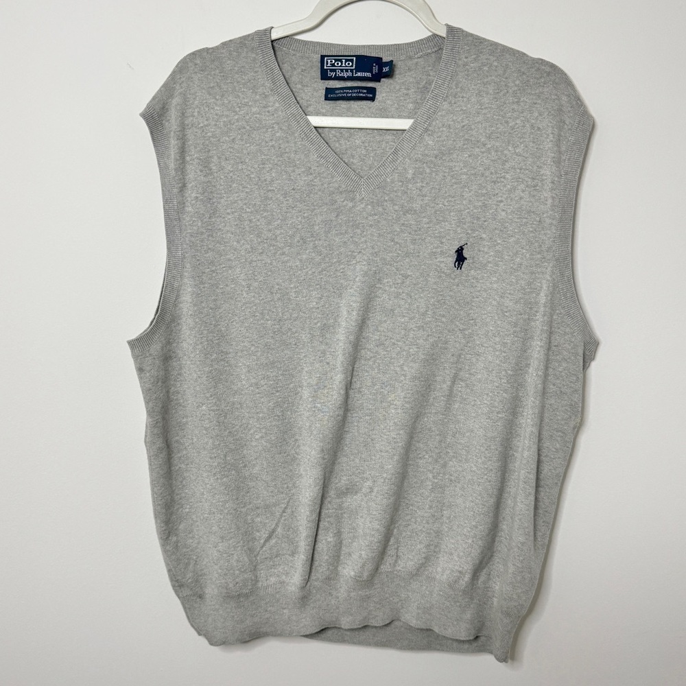 Polo by Ralph Lauren 100% Pima Cotton Sweater Vest Men’s Size XL XXL Gray V neck